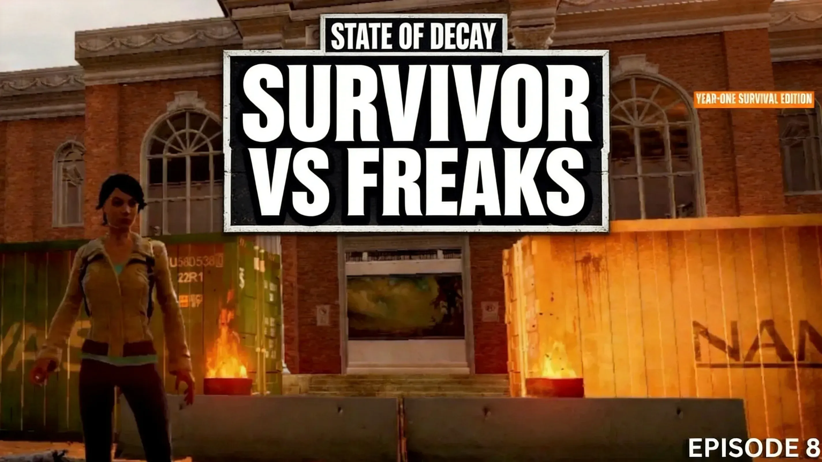 Survivor fights Freaks beside abandoned vehicles