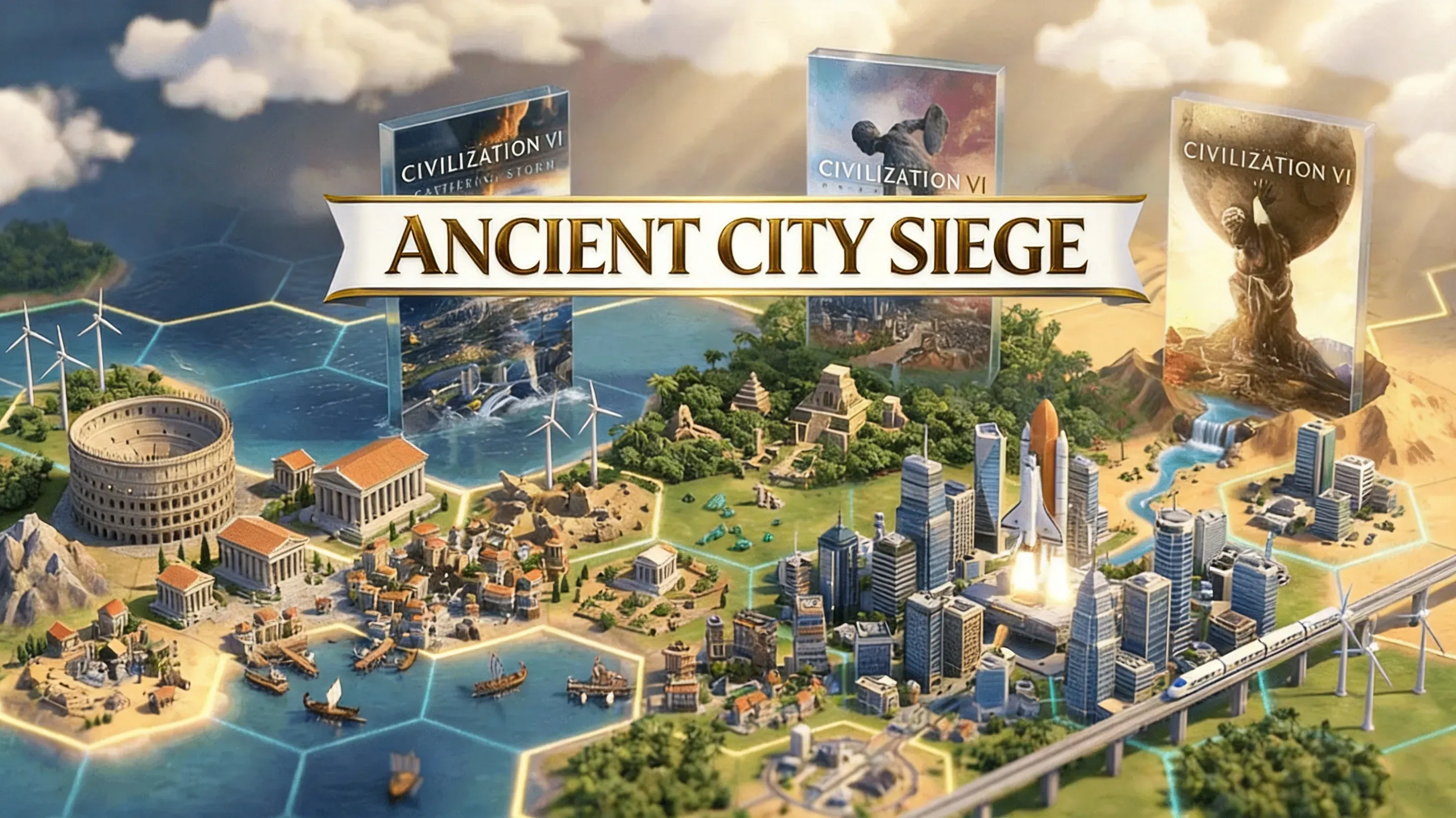 Catapults and infantry besieging ancient city walls