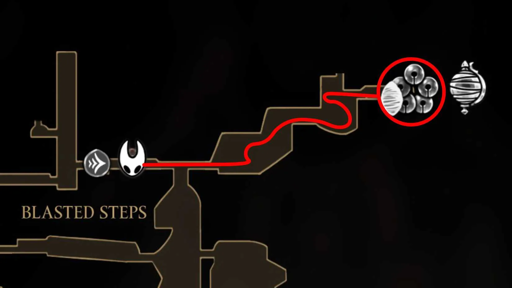 Map route for the Last Judge runback in Silksong