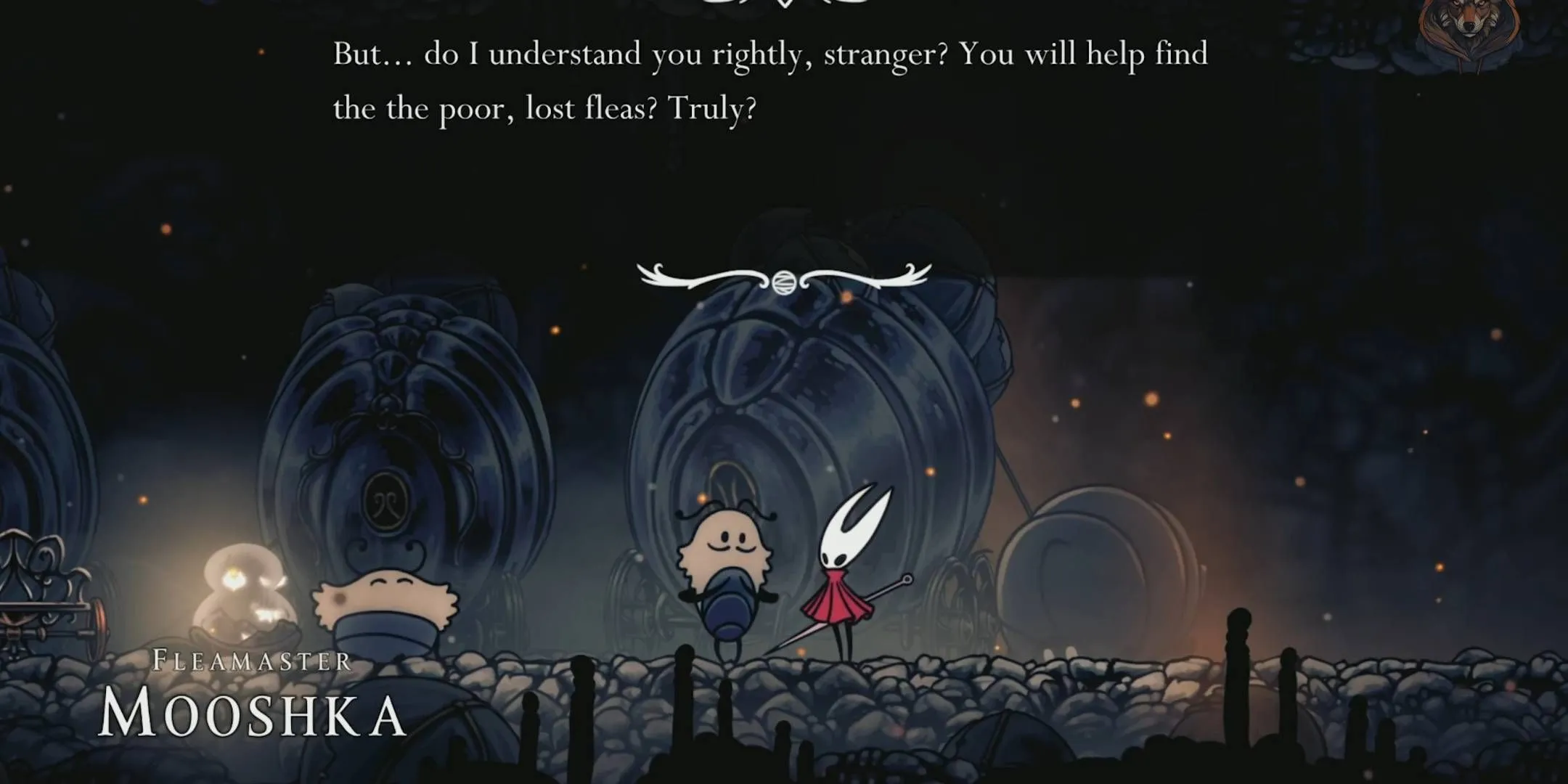 Fleamaster Mooshka and the lost fleas in Silksong